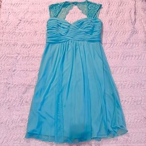 Scarlett mint green Chiffon Dress w/ Lace Straps & Sweetheart Neckline | Size 14